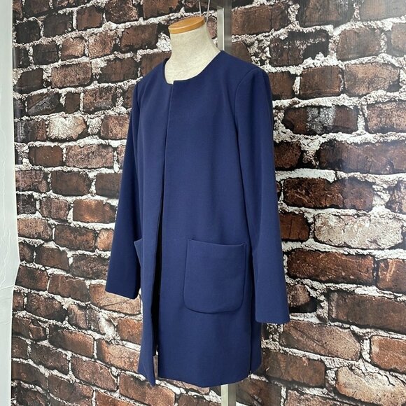 Harlowe & Graham Cardigan Jacket Open Front Blue Size Medium M - Picture 6 of 17